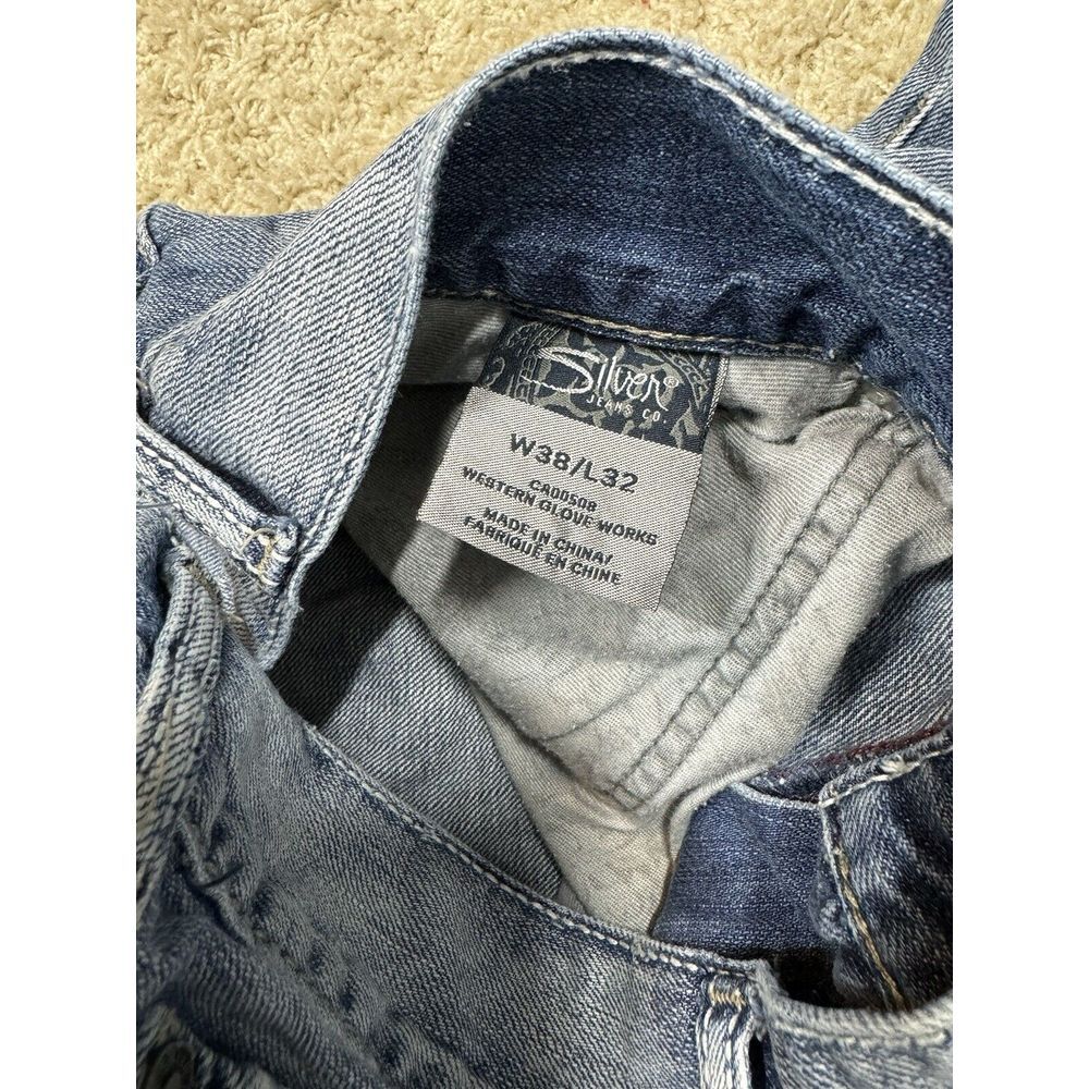Silver Men's Jeans 38x32 Denim Zac Relaxed Fit Straight Leg Medium Wash Pockets - Picture 10 of 11